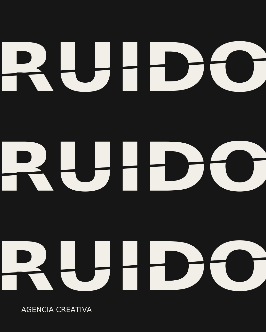 Pieza de redes sobre fondo negro con el logo de RUIDO repetido tres veces.